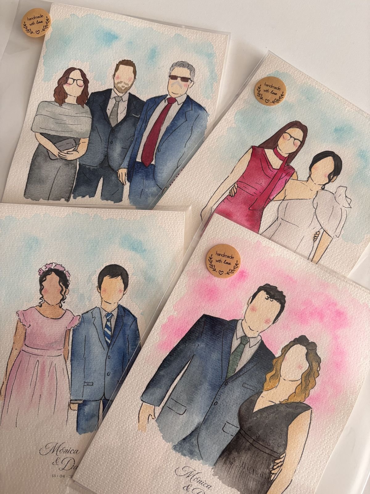 Retratos en acuarela de invitados